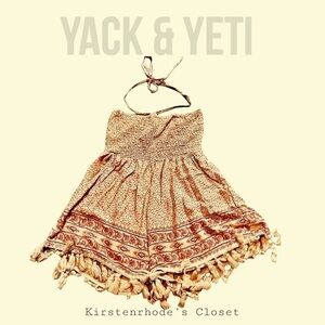 Yak & Yeti brand shorts romper with tie neck​​​​